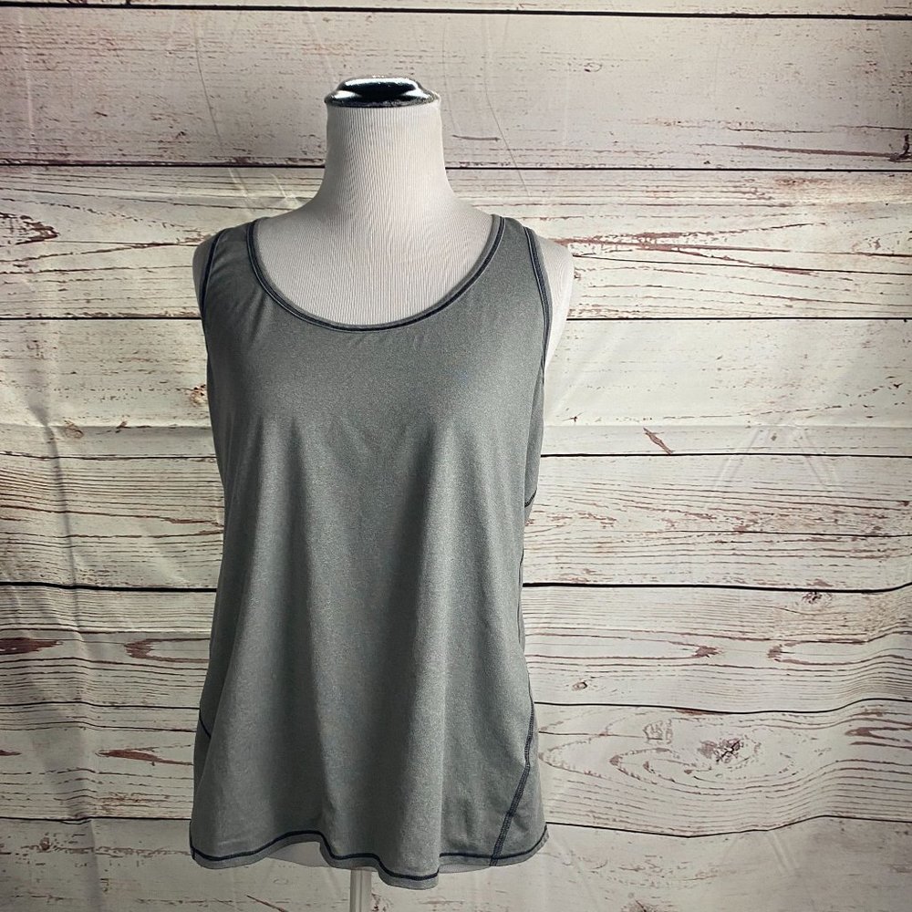 Athleta Chi Unstinkable Racerback Gym Yoga Tank Top L Gray Scoop Neck Racerback